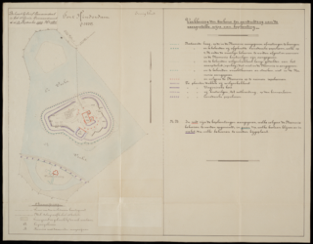 Landkaart Voorgestelde wijze van beplanting Fort Hinderdam, 1e Genie Commandement
