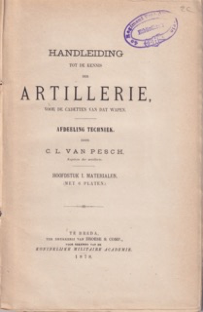 Boek Handleiding tot de kennis der Artillerie voor de Cadetten van dat Wapen, Hoofdstuk I. Materialen met 6 platen