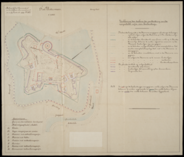 Landkaart Voorgestelde wijze van beplanting Fort Uitermeer, 1e Genie Commandement