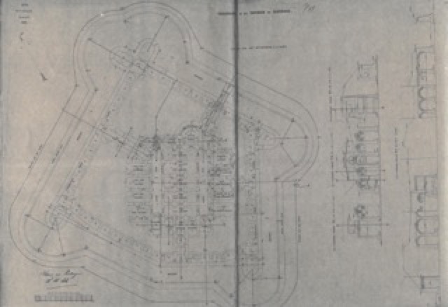 Bouwtekening Verdedigingswerk op de Hoofddam bij Pannerden, Plan van het Metselwerk